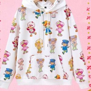 Strawberry Shortcake Hoodie Sweatshirt Large Pink Size Small Runs Oversized🍓🍓